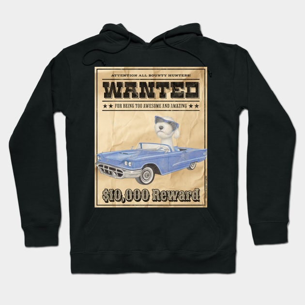 Funny Cute Labradoodle Dog Wanted Poster Hoodie by Danny Gordon Art